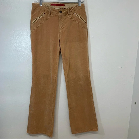 Vintage Velvet Pants Woman‎ 10  Flare Mid Rise Pockets Stretch Neutral Boho USA - Picture 1 of 13